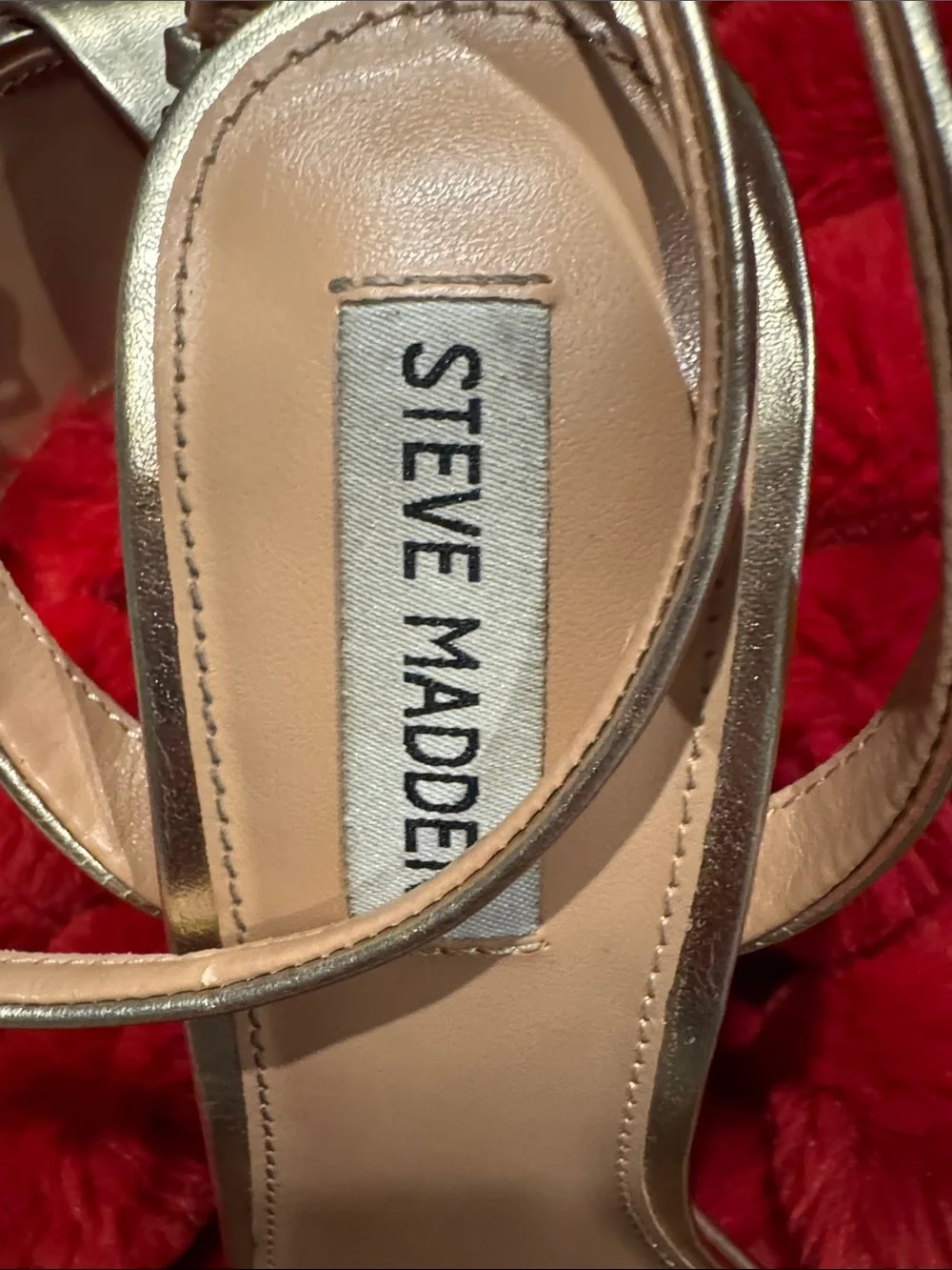 Steve Madden Metallic Gold Strappy Block-Heel Sandals